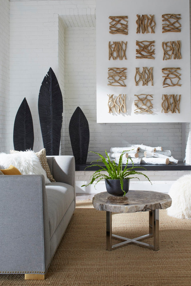 Carved Leaf on Stand, Burnt, Medium