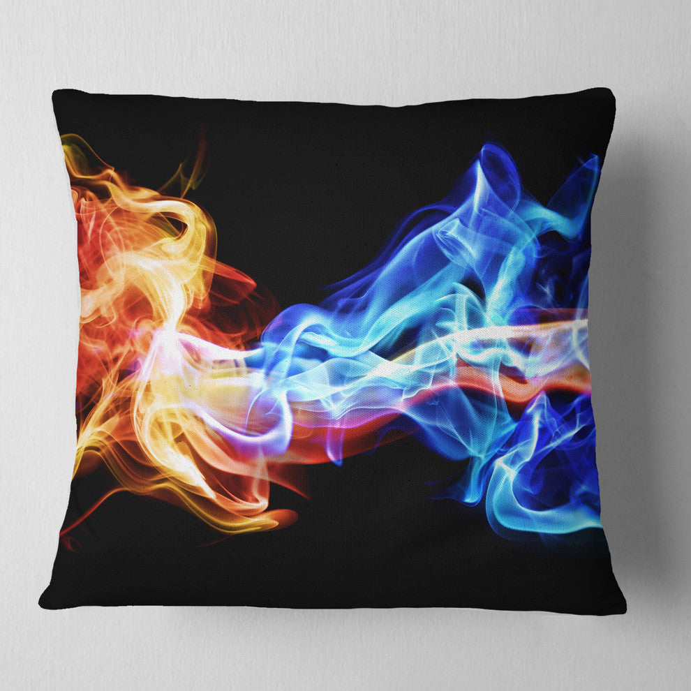 Red and Blue Smoke Abstract Abstract Throw Pillow, 18"x18"