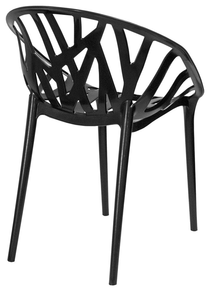 Mod Made Branch Modern Plastic Dining Side Chair, Set of 2, Black