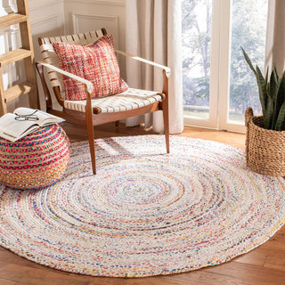 Safavieh Braided Collection BRD210 Rug, Ivory/Multi, 4' Round