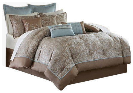 Madison Park Microfiber Jacquard 24-Piece Comforter Set, Queen