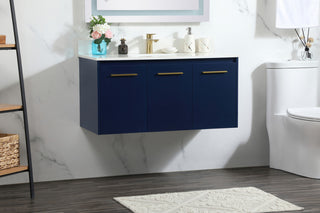 Home Living 40" Single Bathroom Vanity, Blue With Backsplash