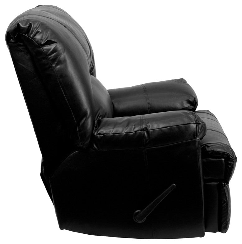 Contemporary Apache Black Leather Rocker Recliner