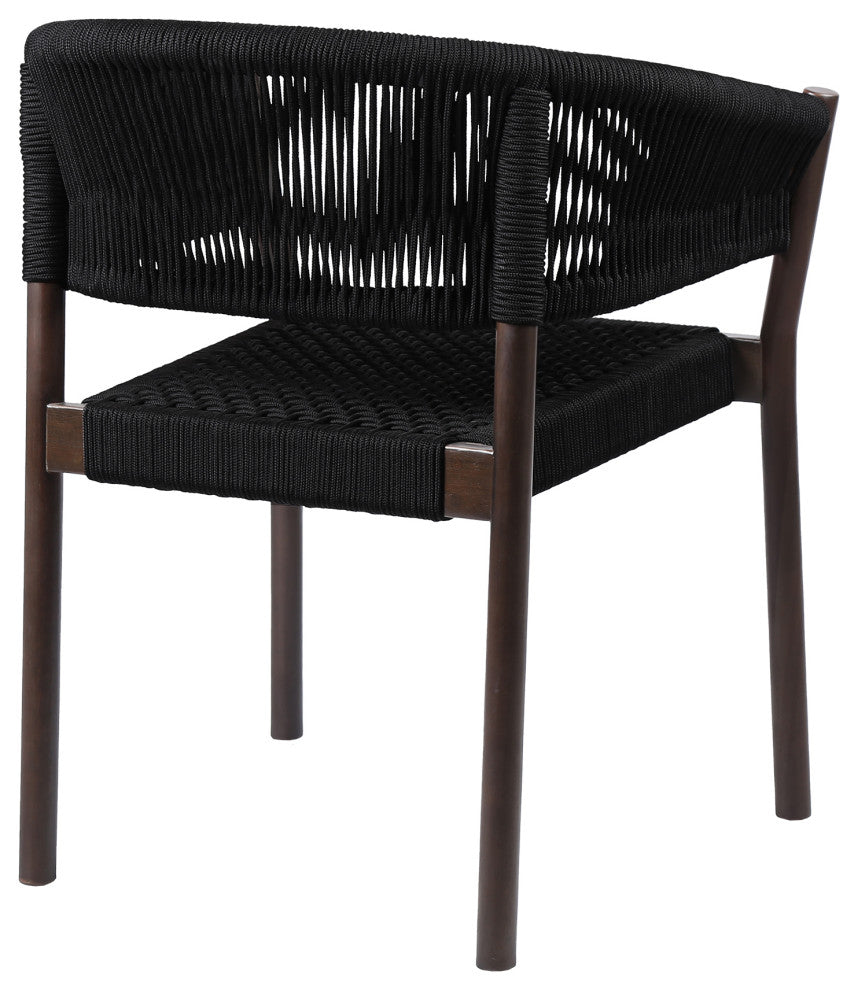 Glendora Doris Outdoor Patio Live Edge Dining Set, Wood  Black Rope, 5-Piece Set