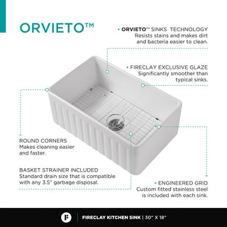 Orvieto Fireclay Farmhouse Kitchen Sink 30x18"