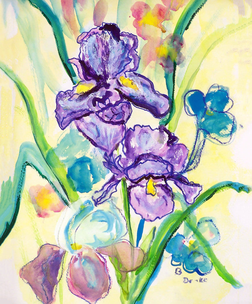 Betsy Drake Two Irises Outdoor Wall Hanging 24x30