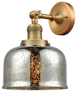 1-Light Large Bell 8" Sconce, Brushed Brass, Glass: Silver Mercury