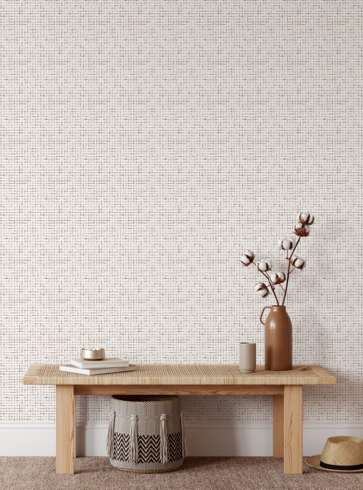 Crosshatch Peel and Stick Vinyl Wallpaper, Brown, 24" X 60"