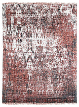 Hand-Knotted Wool Ivory/Red Transitional Modern Modern Rug, 7' X 9'