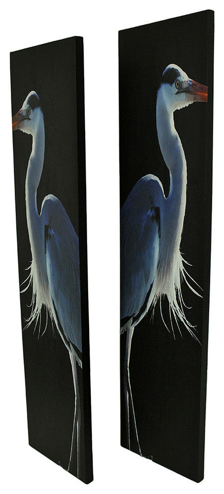 42 in. Twin Herons Black and White Canvas Print Set