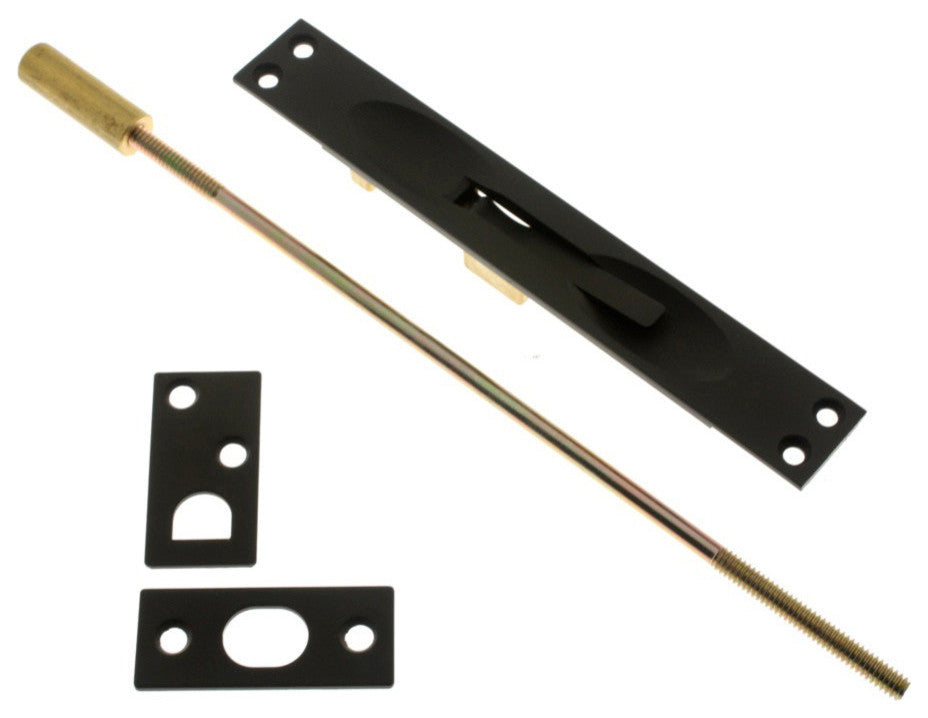 Genuine Solid Brass Extension Flush Bolt UL Standard 12" Rod, Oil-Rubbed Bronze