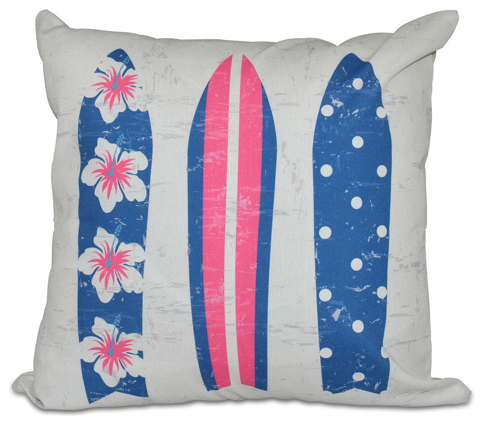 Triple Surf, Geometric Print Pillow, Gray, 18"x18"
