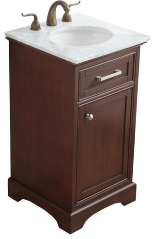 Elegant Decor Americana 19" Single Marble Top Bathroom Vanity in Teak
