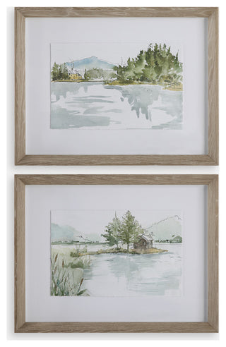 Serene Lake Framed Prints, Set/2"
