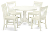 5 Pc Hartland Set, One Round 42In Dinette Table, 4 Dinette Chairs