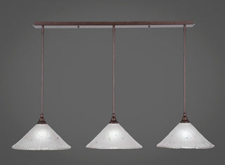 Stem 3-Light Pendalier with Hang Straight Swivel, Bronze/Frosted Crystal