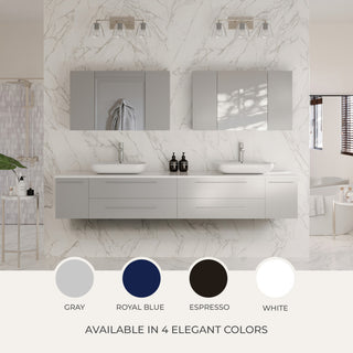 48" Espresso Wall Hung Undermount Sink Bathroom Vanity w/ Medicine Cabinet