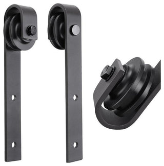 Barn Door 32 x 96, Lucia 1299 Matte Black & Mirror, 6.6' Rail