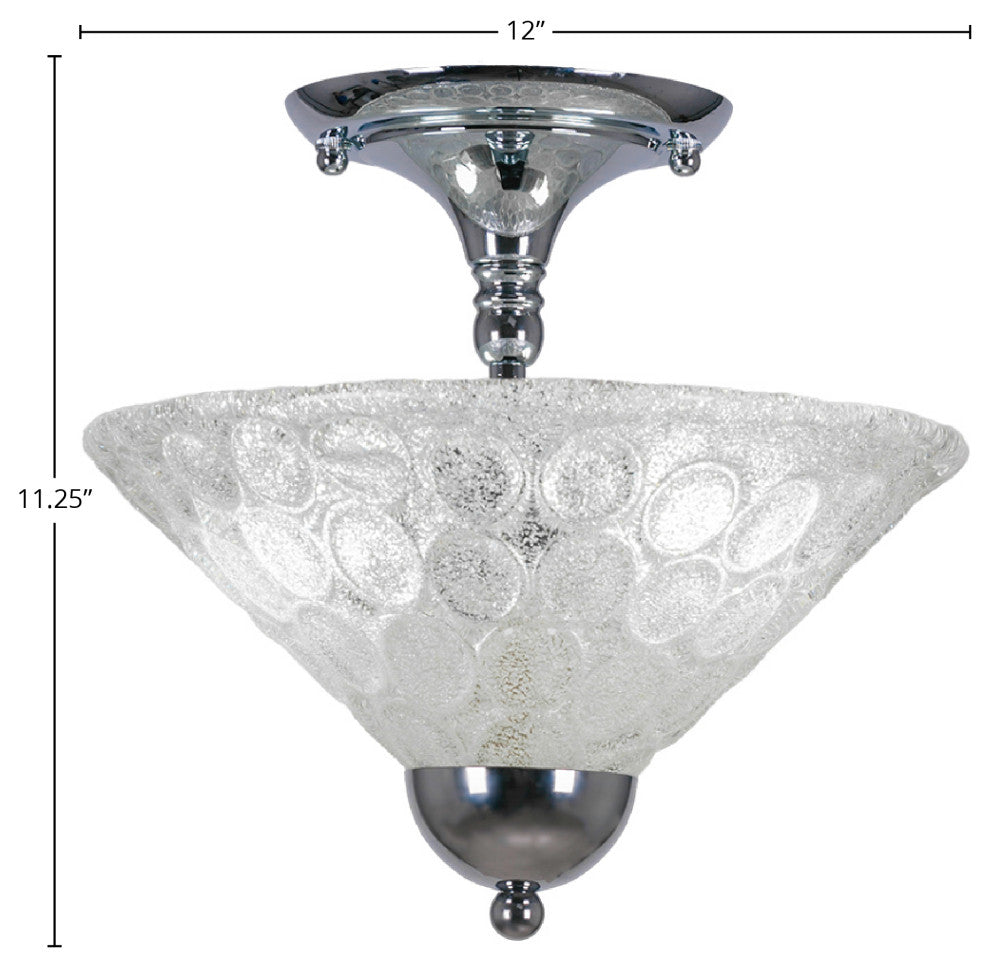 Semi-Flush 2-Light Semi-Flush Mount, Chrome/Italian Bubble
