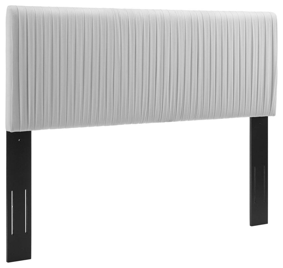 Eloise Channel Tufted Performance Velvet Twin Headboard-Light Gray