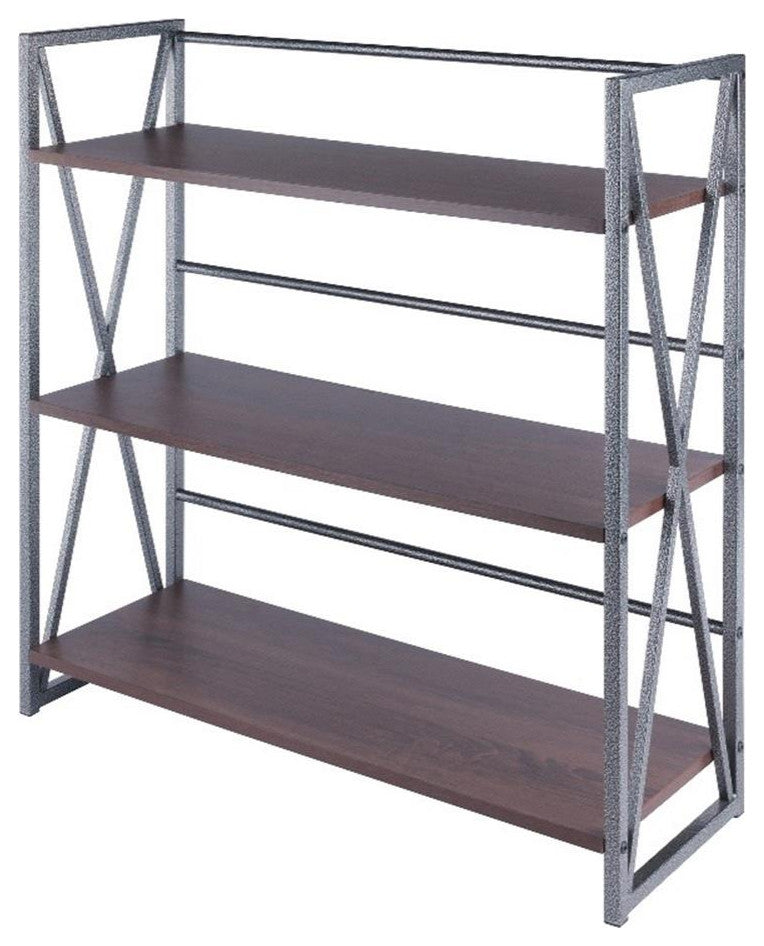 Isa 3-Tier Shelf, Graphite and Walnut