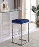 Nicola Counter Stool, Set of 2, Navy, Velvet, Chrome Base