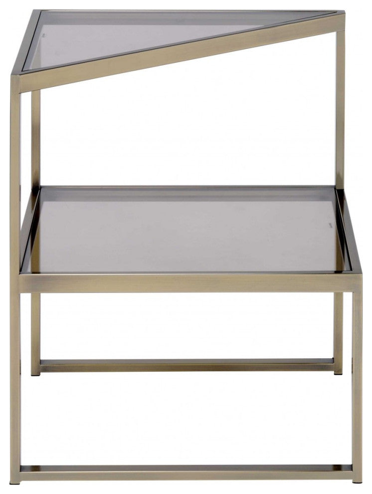 HomeRoots 18" X 18" X 22" Antique Brass Metal End Table