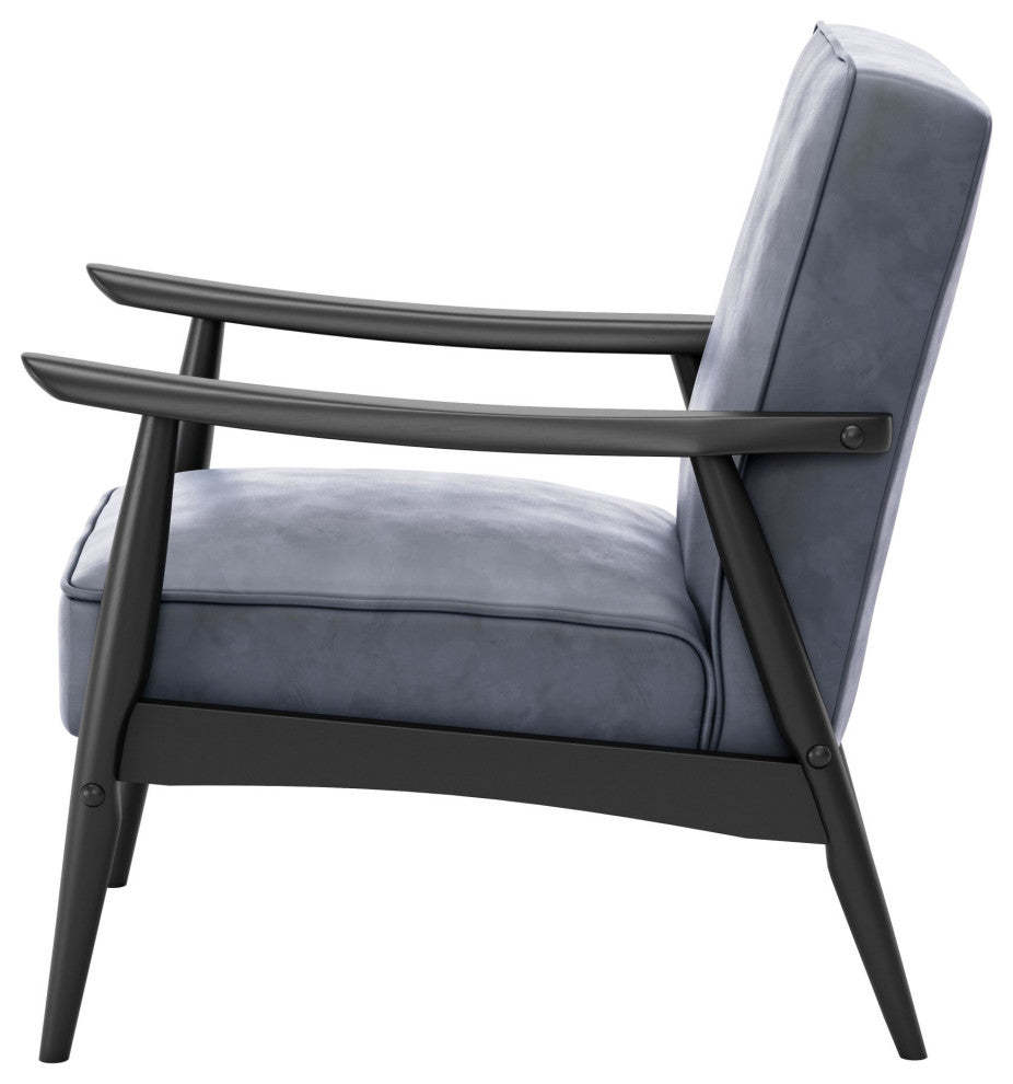 Armchair Accent Chair, Fabric, Wood, Gray, Black, Lounge Lobby Hospitality