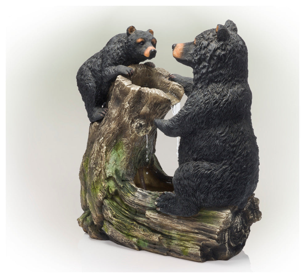 Alpine Cute and Whimsical Bear and Cub Fountain Without Light, 26" Tall