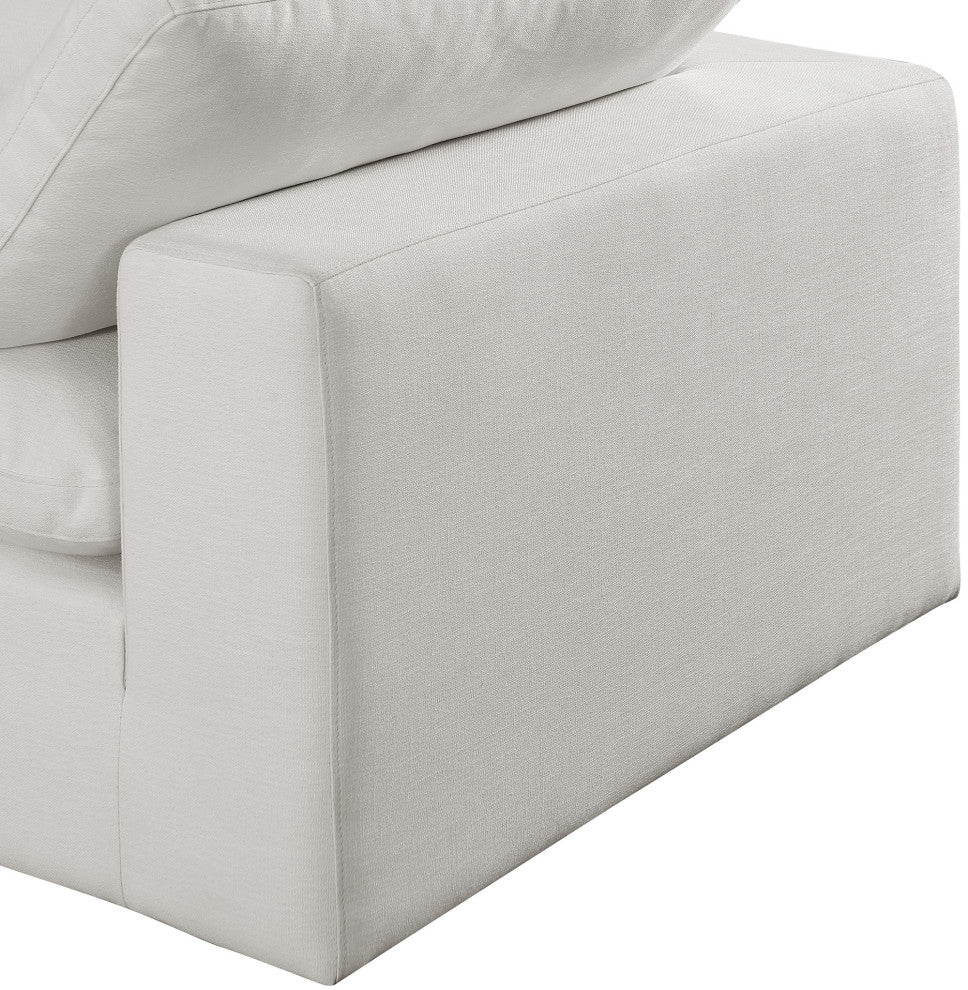 Comfy Upholstered L-Shaped Modular Sectional, Cream, 5-Piece: 2 Armless Chair, 3 Corner Chair, Linen Textured Fabric