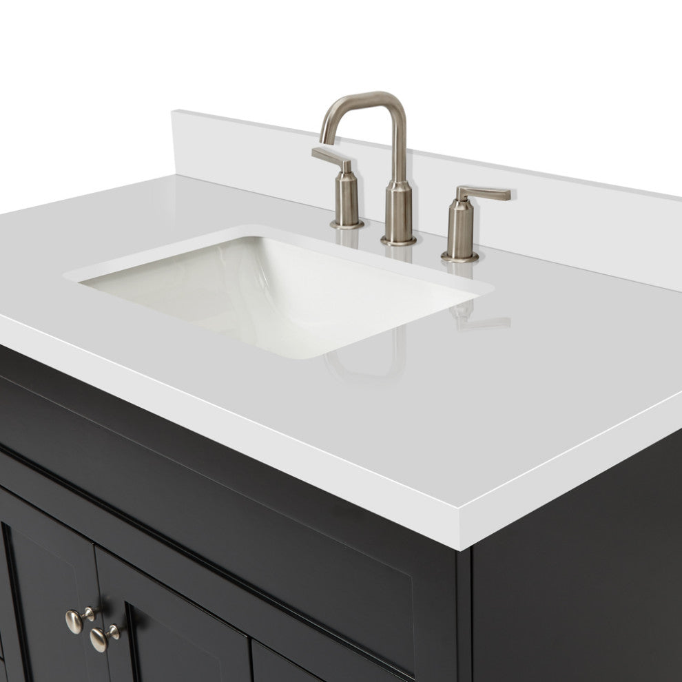 Hamlet 43" Bath Vanity Rectangle Sink in Black With Quartz Vanity Top