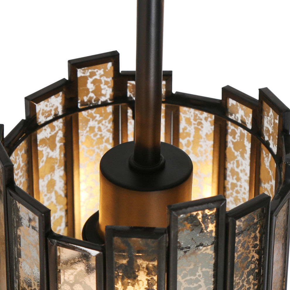 LNC Hemera 5-Light 45" Matte Black with Tiffany, Modern Kitchen Island Light