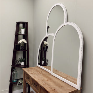 Vienne Framed Full Length Mirror, Crescent Cathedral, 23.4"x47.4", Linen White