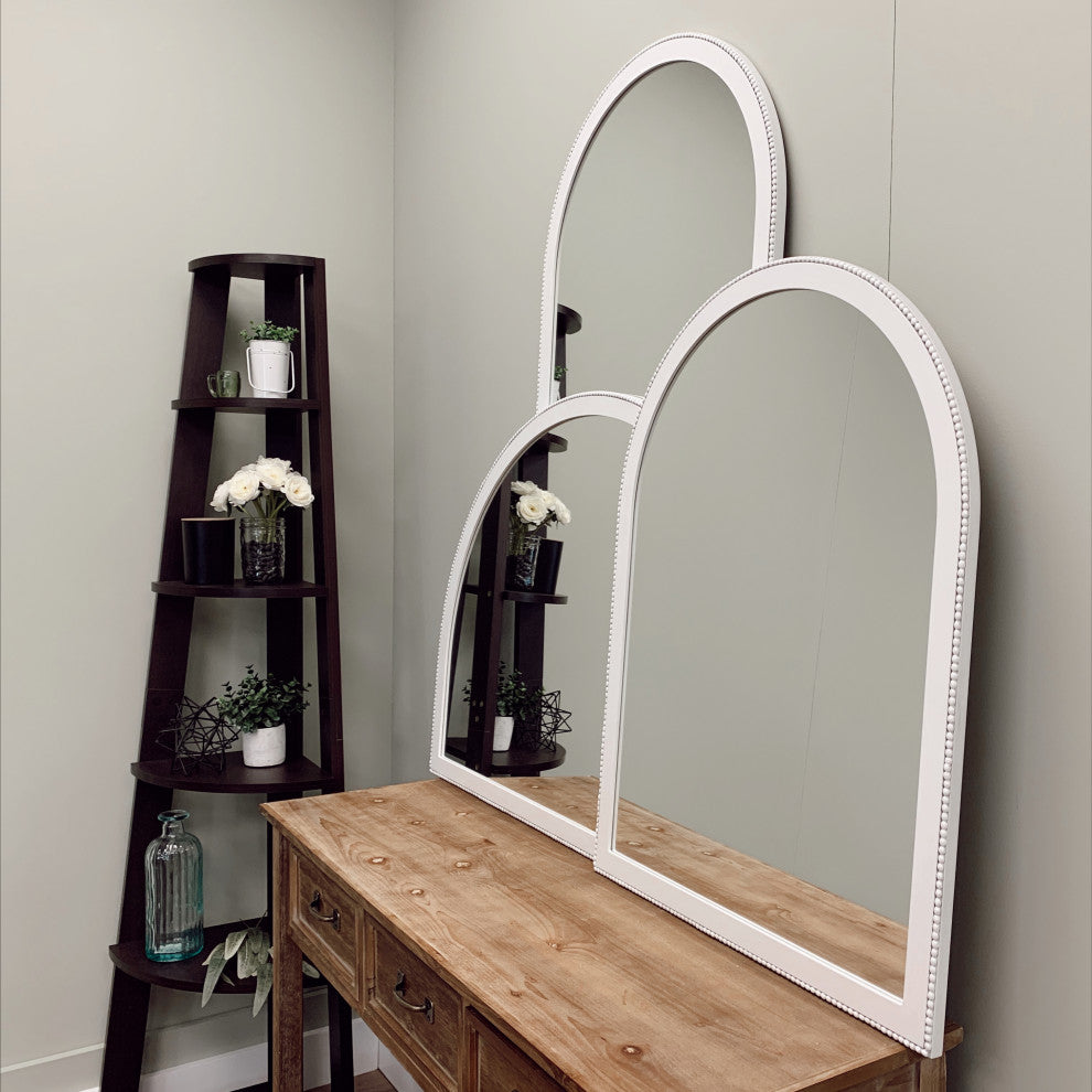 Vienne Framed Full Length Mirror, Crescent Cathedral, 23.4"x47.4", Linen White