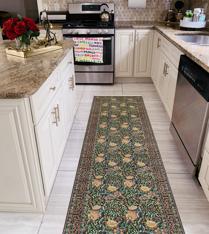 Pak-Persian Elliott Black/Green Runner, 2'7x10'1