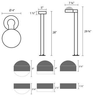 Sonneman 7305.PC.PL-WL REALS 1 Light 28" Tall Integrated LED - Textured Gray