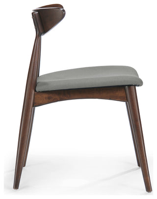 GDF Studio Issaic Mid-Century Design Wood Dining Chairs, Set of 2, Light Gray/Walnut