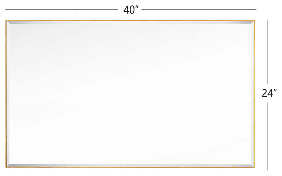 Metal Framed Rectangle Beveled Edge Wall Mirror Bathroom Vanity Mirror, Gold, 24"x40"