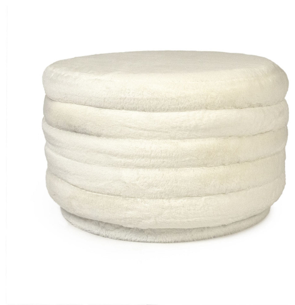 White Faux Fur Ottoman