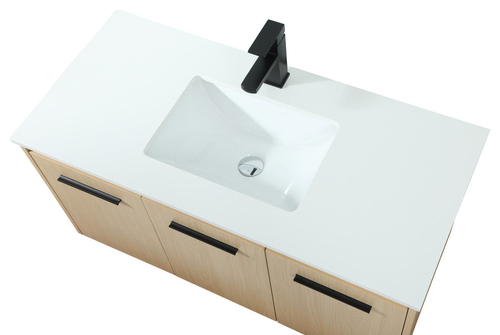 Phoebe Single Bathroom Vanity, Maple, 40", Without Backsplash