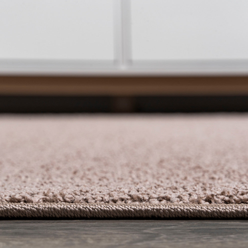 Haze Solid Low-Pile Runner Rug, Brown, 9 X 12