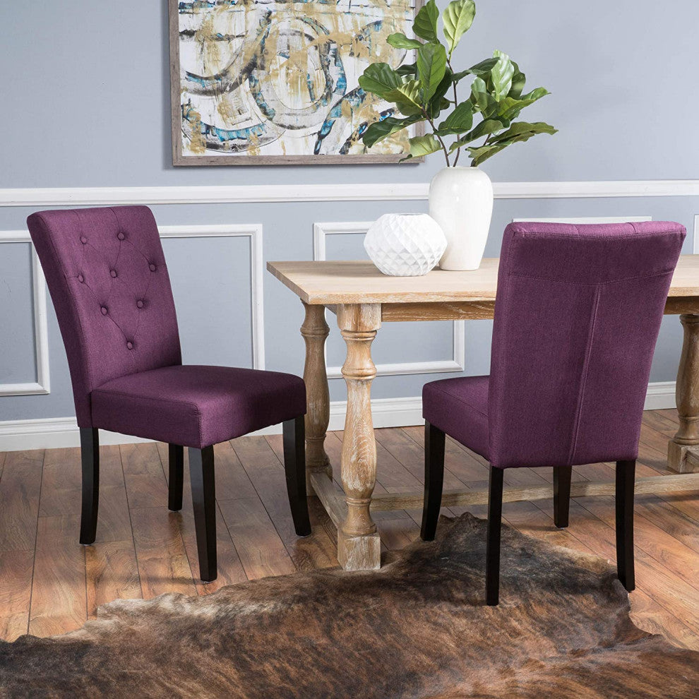 Stylish Fabric Dining Chair, Deep Purple