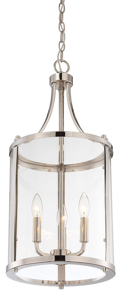 3-Light Small Foyer Lantern, Polished Nickel