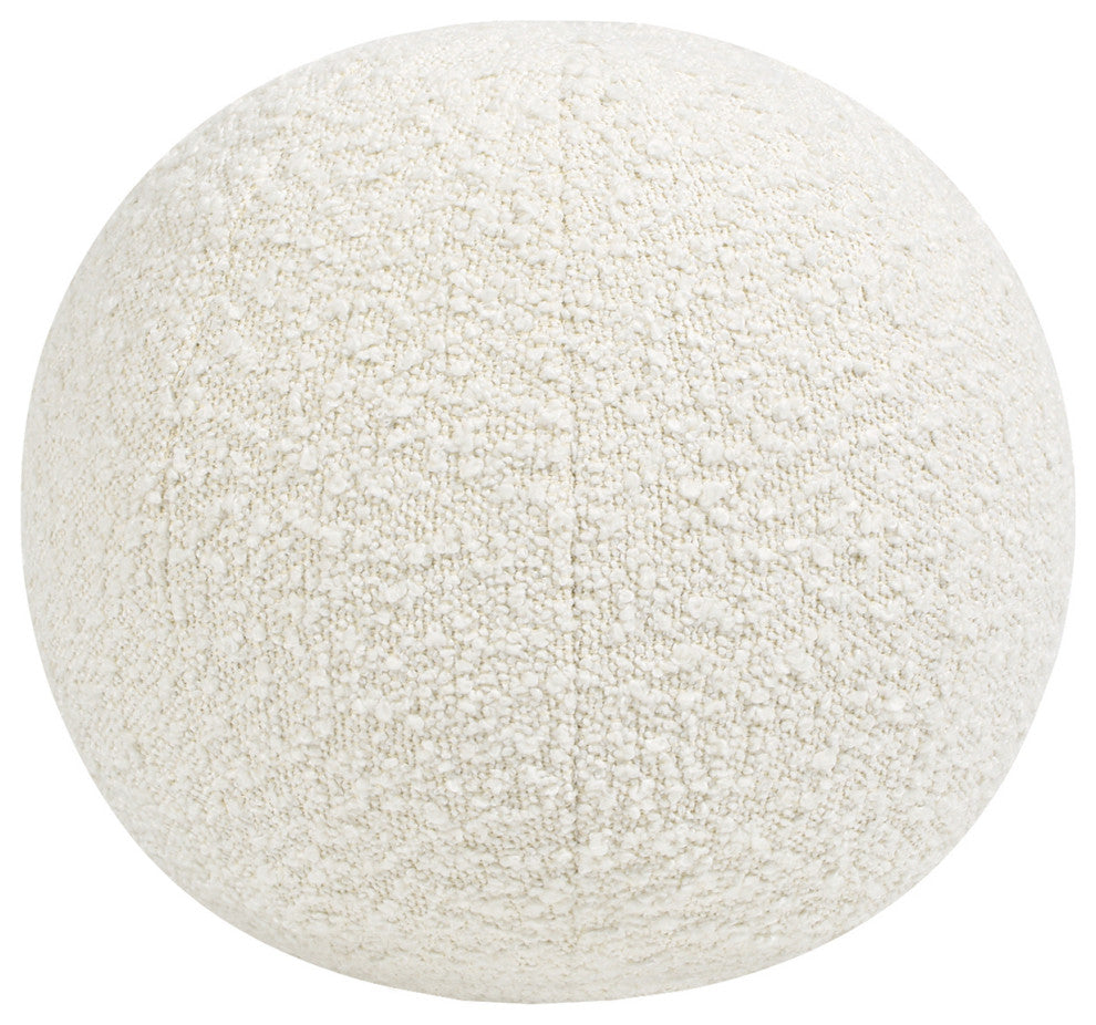 Luna 12" Round Sphere Boucle Throw Pillow, Ivory White