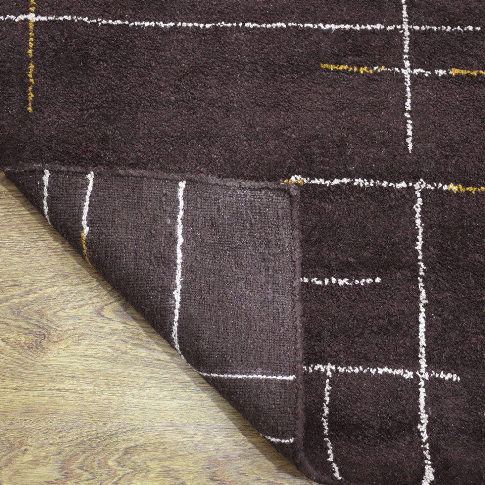 HAND KNOTTED LOOM SILK ECO-FRIENDLY RUGS-5'x8',Rectangle,Brown Gold,Contemporary