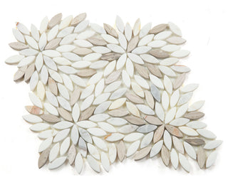 Tea Party 12"x12" Floral Marble Mosaic Wall/Floor Tile,White,Single Sheet