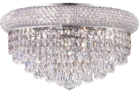 Elegant Primo Flush Mount, Chrome Finish With Royal Cut Crystal