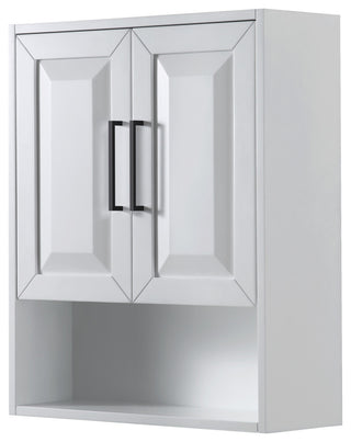Daria Bathroom Wall-Mounted Storage Cabinet, White With Matte Black Trim