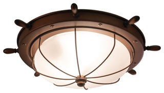 Nautical 15" Outdoor Flush Mount Ceiling Light Antique Red Copper