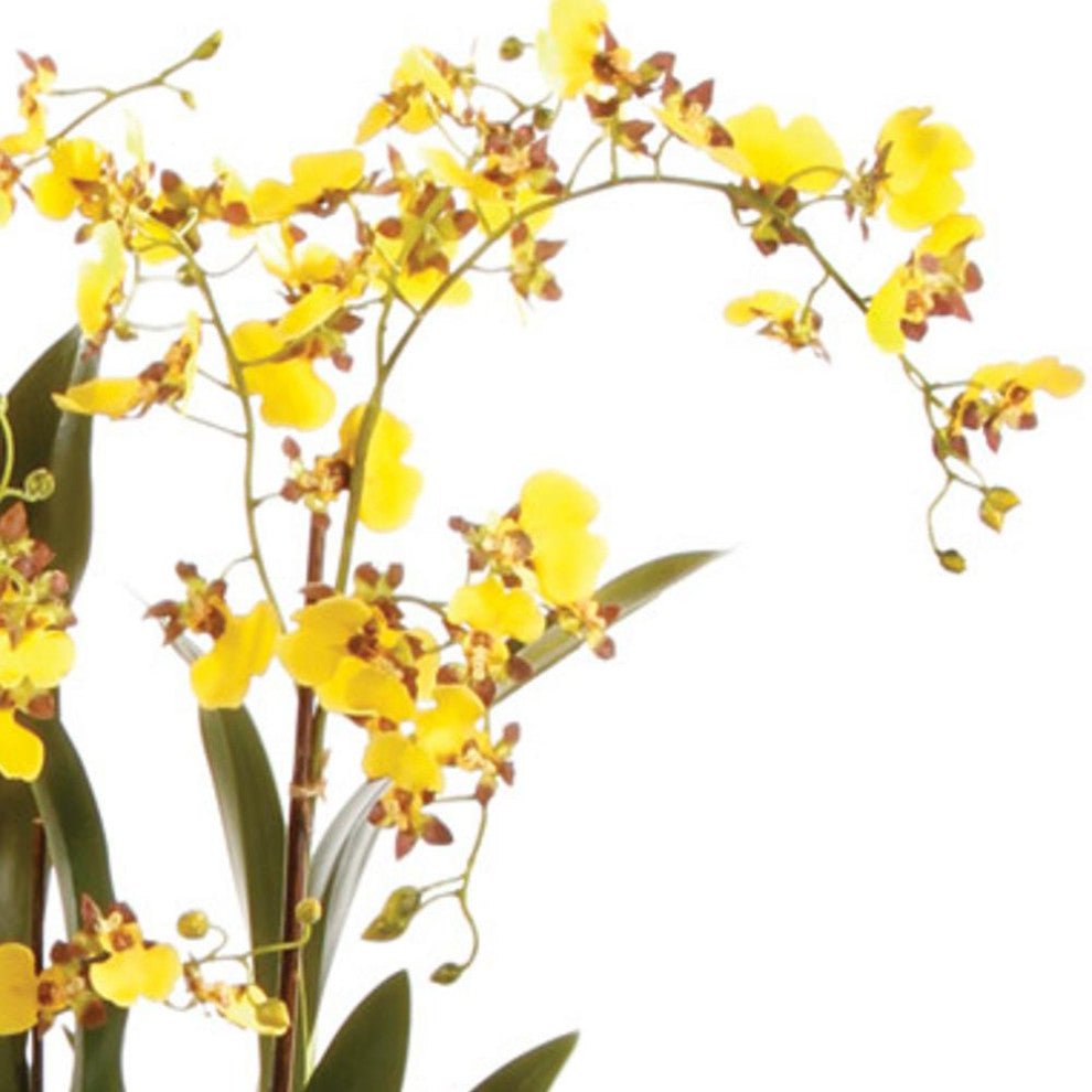 Luxe Yellow Dancing Orchid Faux Floral Artificial Plant 44in Drop In Flowers